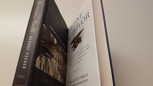 2 Volumes of War on Terror Military Hardcover Books: 1) Luttrell's Lone Survivor 2) Packer's The Assassins' Gate