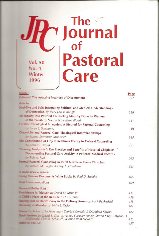 The Journal of Pastoral Care: Volume 50, Number 4, Winter 1996