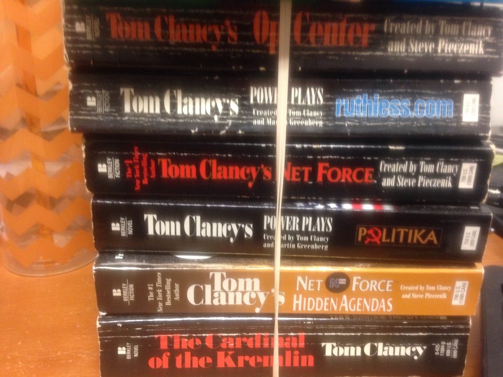 6 Volumes of Tom Clancy Books: The Cardinal of the Kremlin, Op-Center, Net Force, Net Force Hidden Agendas, Power Plays ruthless.com, and Power Plays Politika